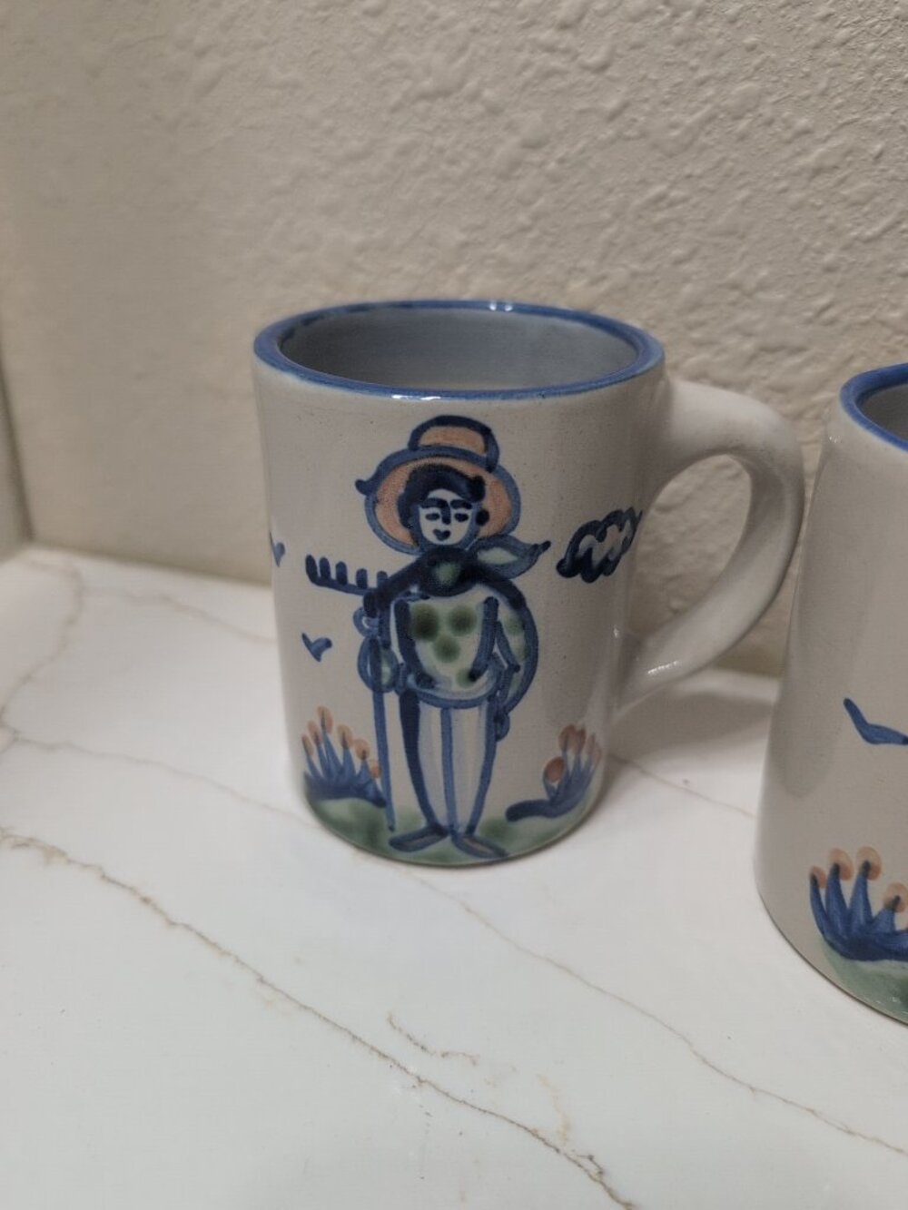 Vintage M.A. Hadley Set of 4 Coffee Mugs - Farmer Sheep Cow Chicken - The End - Picture 5 of 8